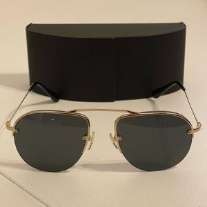 Prada Teddy Gold/Grey Aviator Sunglasses SPR 58O 55/16/135
